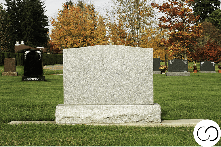Large headstone example green grass