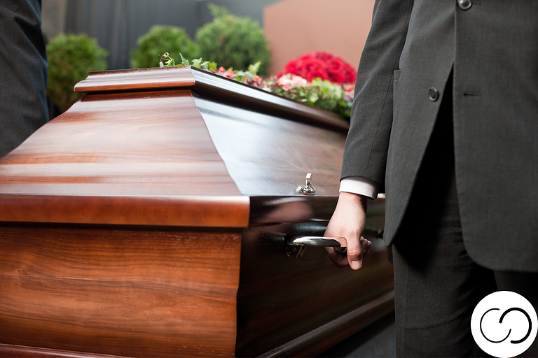 Pallbearer black suit coffin